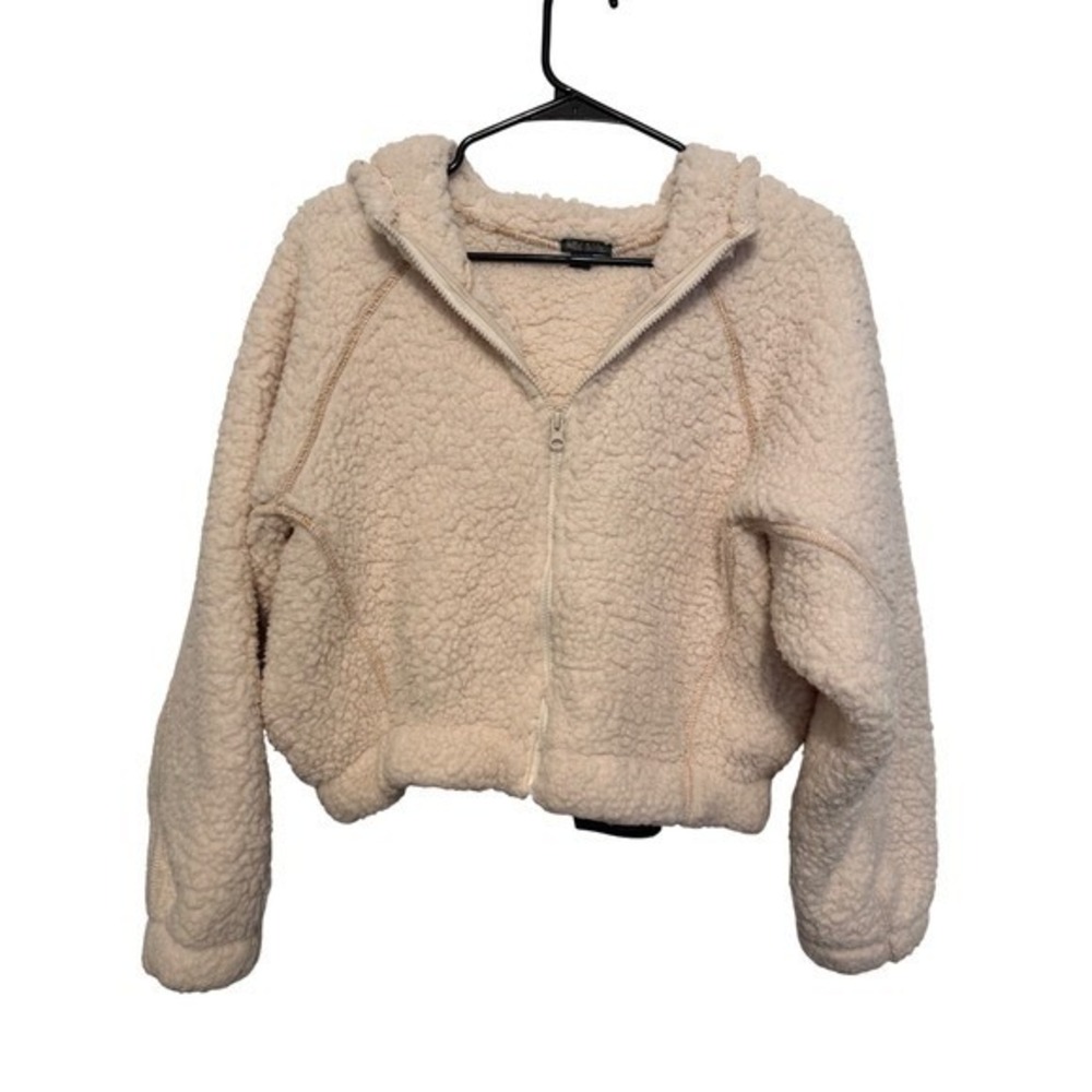 Wild Fable Kids Girls Cream Sherpa Fleece Zip Up Hoodie Jacket XS S